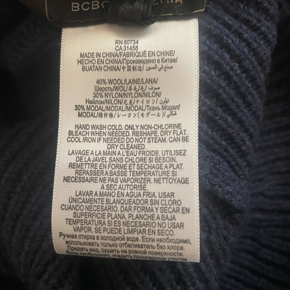 BCBGMaxAzria Sandrah Heather Navy Cowl Neck Knit Sweater Size XS/S Winter - Picture 8 of 9